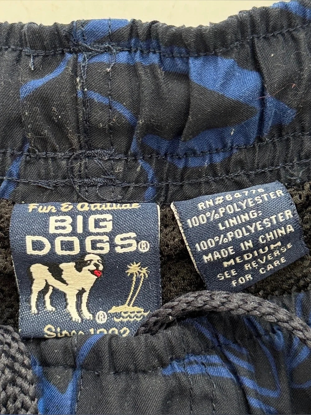 Vtg Mens Big Dogs Size Medium Swim Trunks